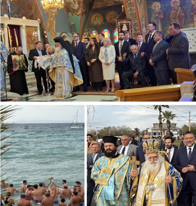 Παρουσία του Νικολάου Βρεττού  στη Θεία Λειτουργία και στον Αγιασμό των Υδάτων στο Παλαιό Φάληρο